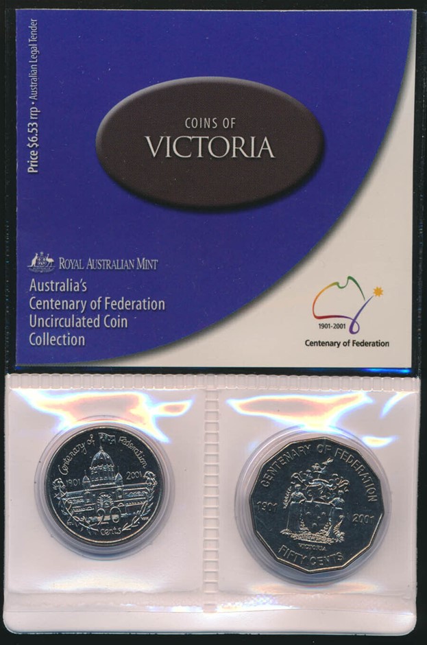 Australia: 2001 Federation 50c & 20c UNC, Victoria in RAM Packing