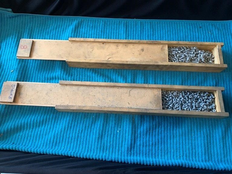 Sliding Wooden Boxes with Large Quantity of Screws - 2 x Boxes