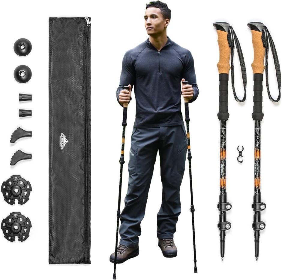 CASCADE MOUNTAIN TECH Aluminum Adjustable Trekking Poles, Lightweight Quick