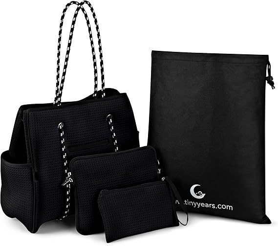 TINY YEARS Set of 3 Neoprene Tote Bag for Women - Large, for Gym/Beach/Baby