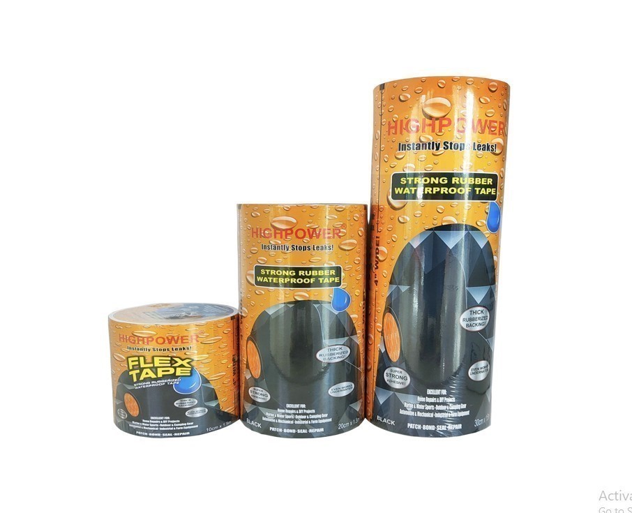 5 Rolls x HIGH POWER Strong Rubber Waterproof Tapes, 100mm x 1.5M, Black.