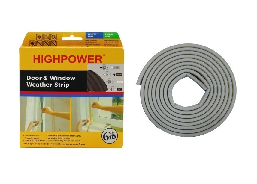 6 Rolls x HIGHPOWER Door and Window Weather Strips, Self Adhesive Soft EPDM