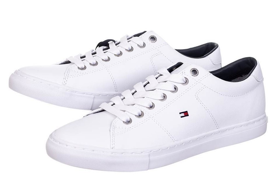 TOMMY HILFIGER Men's Essential Leather Sneakers, Size EU45 / US11.5 / UK10.