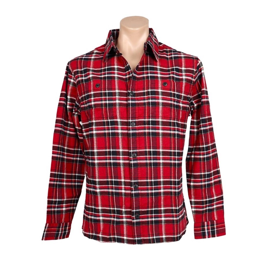2 x JACHS Men's Flannel Shirt, Size L, 100% Cotton, Red. Buyers Note - Dis
