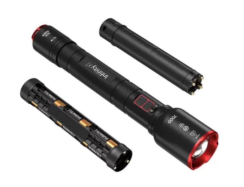 INFINITY X1 7000 Lumen Dual Power Rechargeable Flashlight. NB: Damaged pack