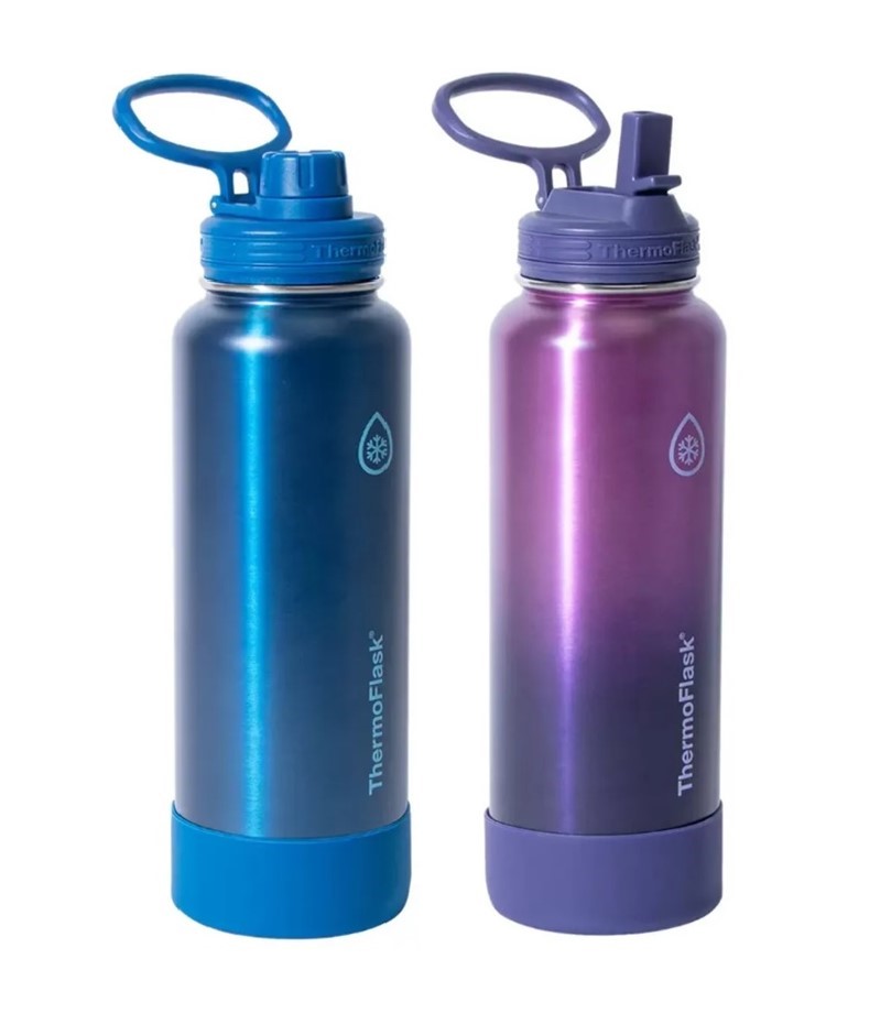 THERMOFLASK Double Insulated Wall Stainless Steel Bottles, 1.2L, Blue & Pur