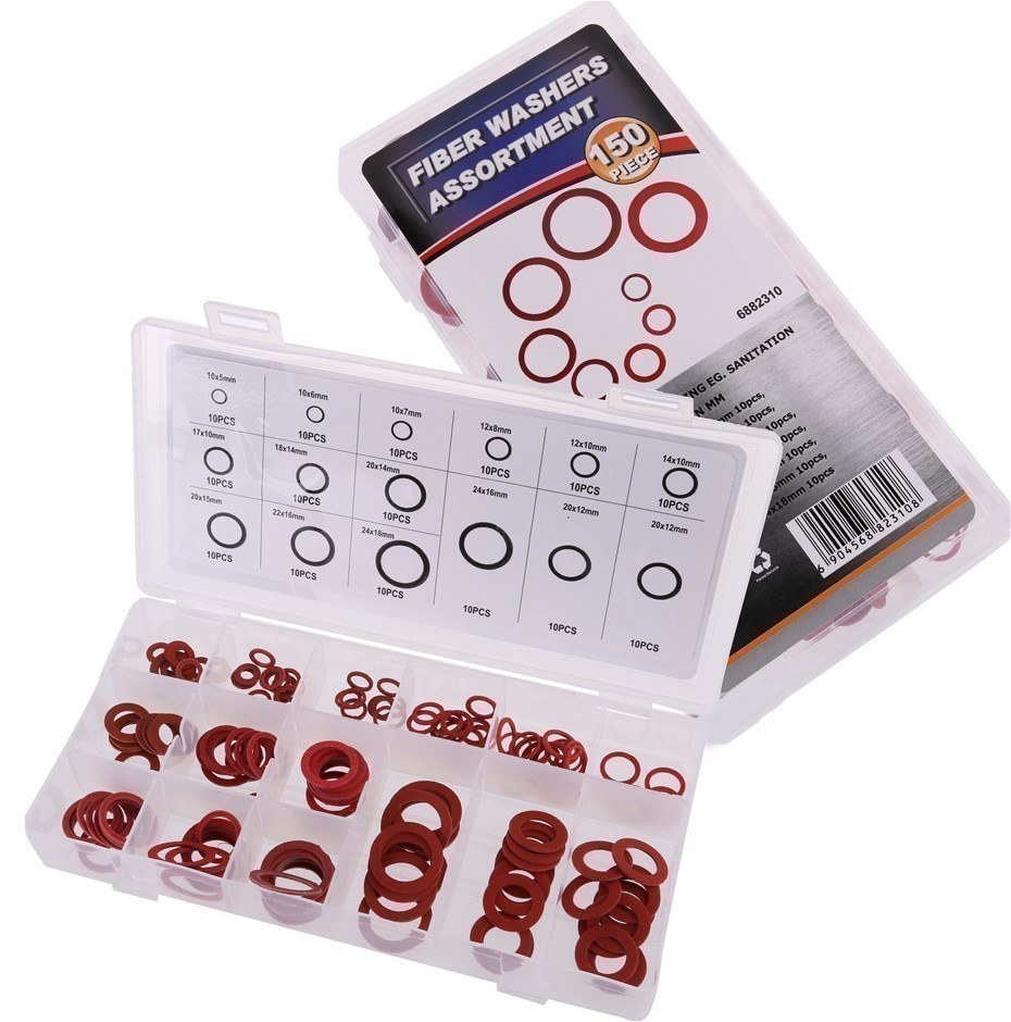 2 x 150pc Fibre Washer Assortments, Sizes; See Image.