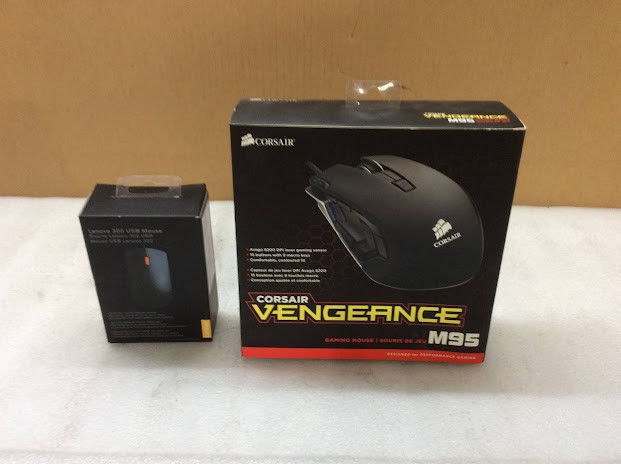 Lenovo 300 USB Mouse&Corsair Vengeance M95 Gaming Mouse New (Lot of 2)