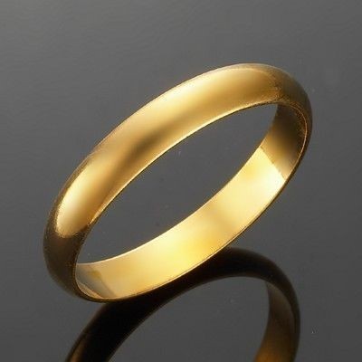 18ct Heavy Yellow Gold Plated Men's Band Ring (4mm) - US Size 11