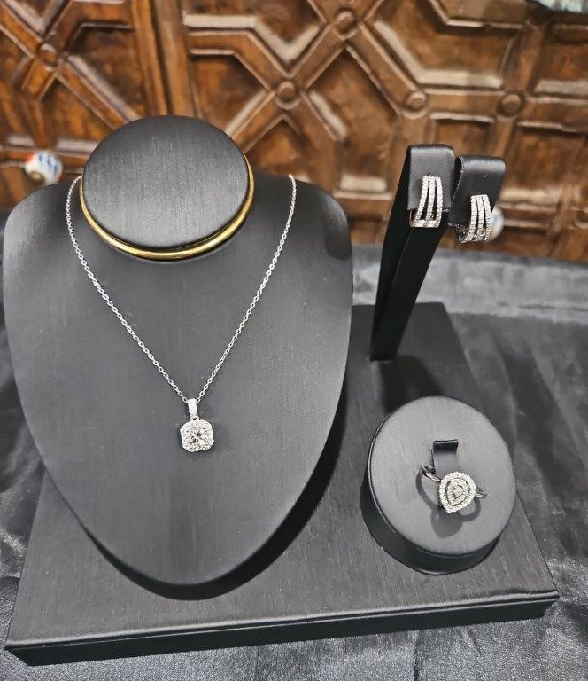 Set Necklace & Ring & Earring Moissanite Stones-GRA-Black Friday Sales