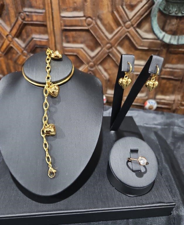 3pcsx18KGoldFilled/Italy Stamped Yellow Bracelet & Ring & Earring-