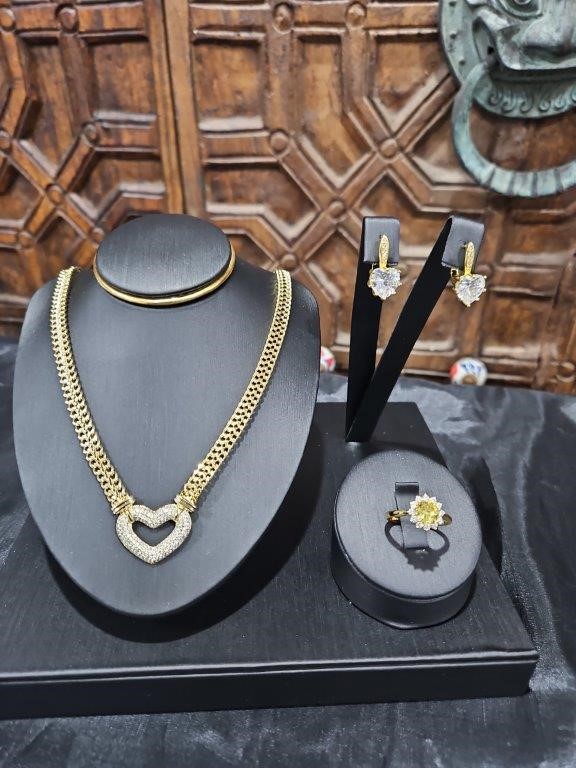 3pcs x 18KGoldFilled/Italy Stamped Yellow Chain & Ring & Earring-clearance