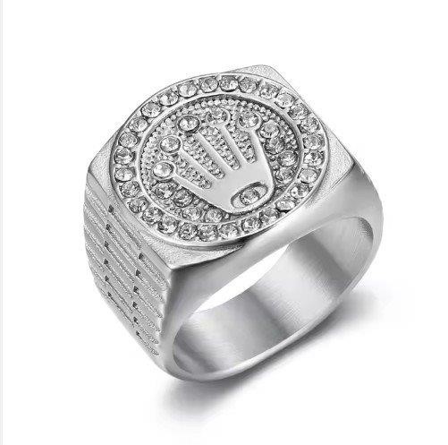 Italy 925 Silver Rolex Symbol Hip Hop Ring (stamps)-12 US