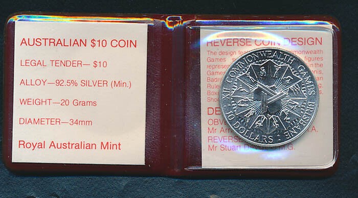 Australia: 1982 $10 Silver Commonwealth Games, 1st Silver $10 UNC