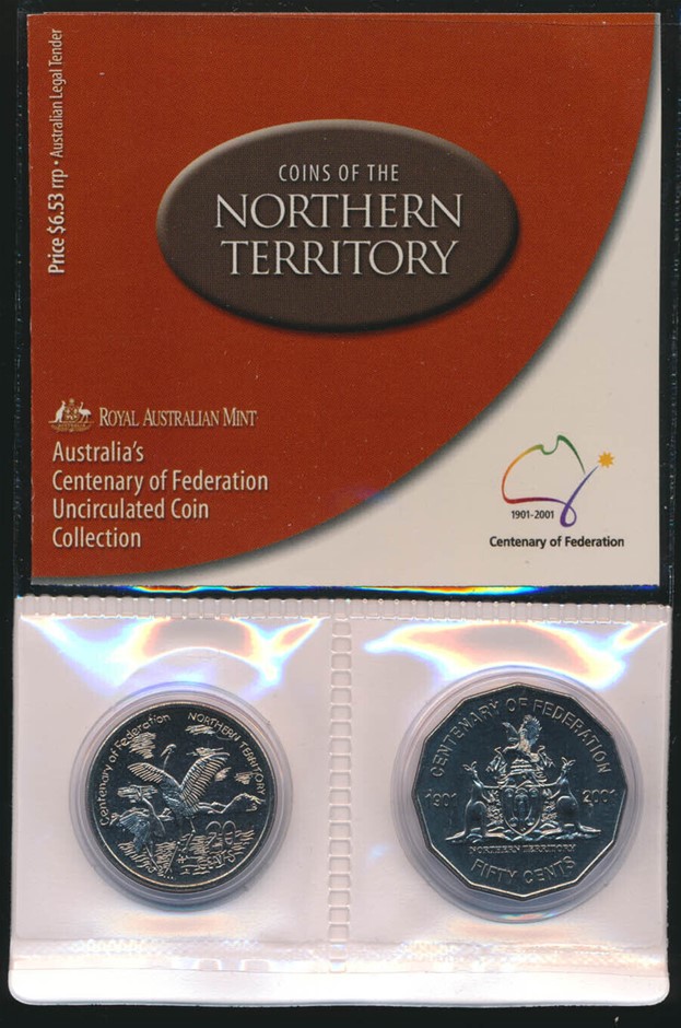 Australia: 2001 Federation 50c & 20c UNC, Northern Territory in RAM Pkg