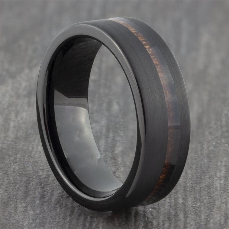 Black with Brown Ridge Men's Ring - US Size 11