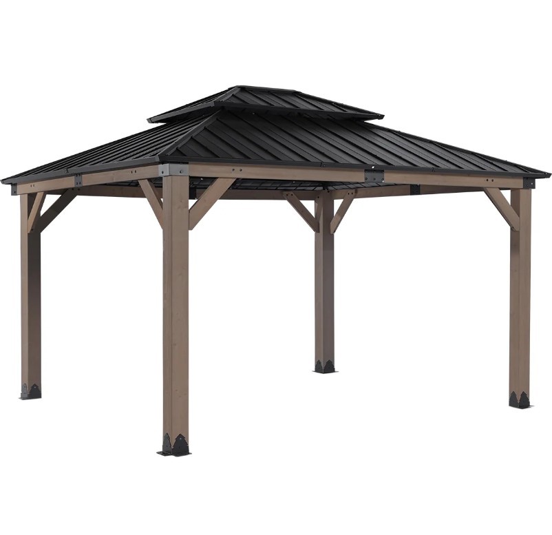 YARDTOPIA Maryborough 3m x 3.6m Timber & Steel Double Hip Roof Gazebo.