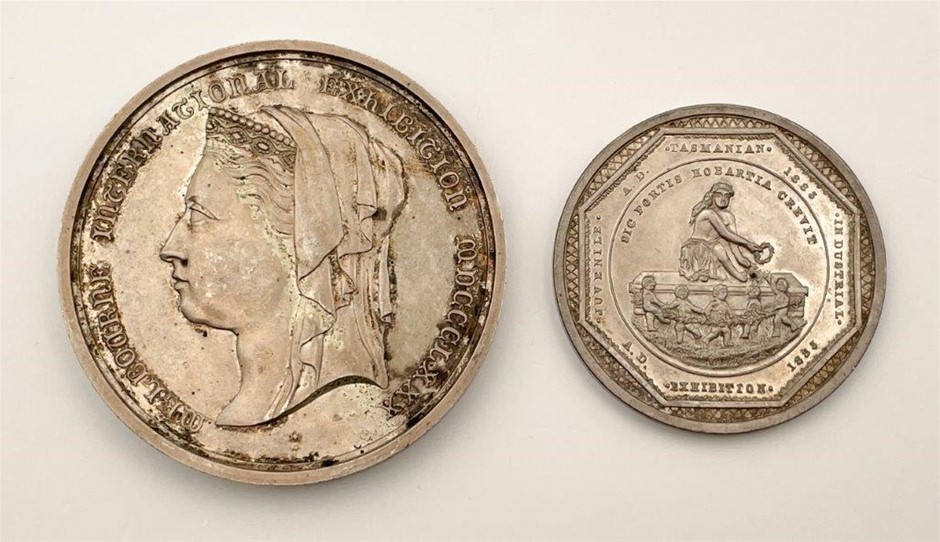 2x AU Historical Medals - Mel & Tas Int. & Indust. Exhibitions 1880/83
