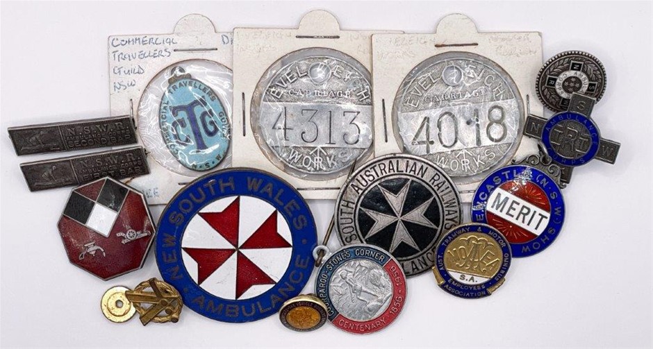 15 x AU Asstd railways, tramways, ambulance corps and other badges, C: 1934