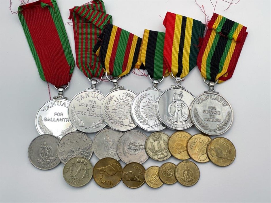 Approx. x 20 Asstd Vanuatu Service Medals and Various Coins C:C:1983-95