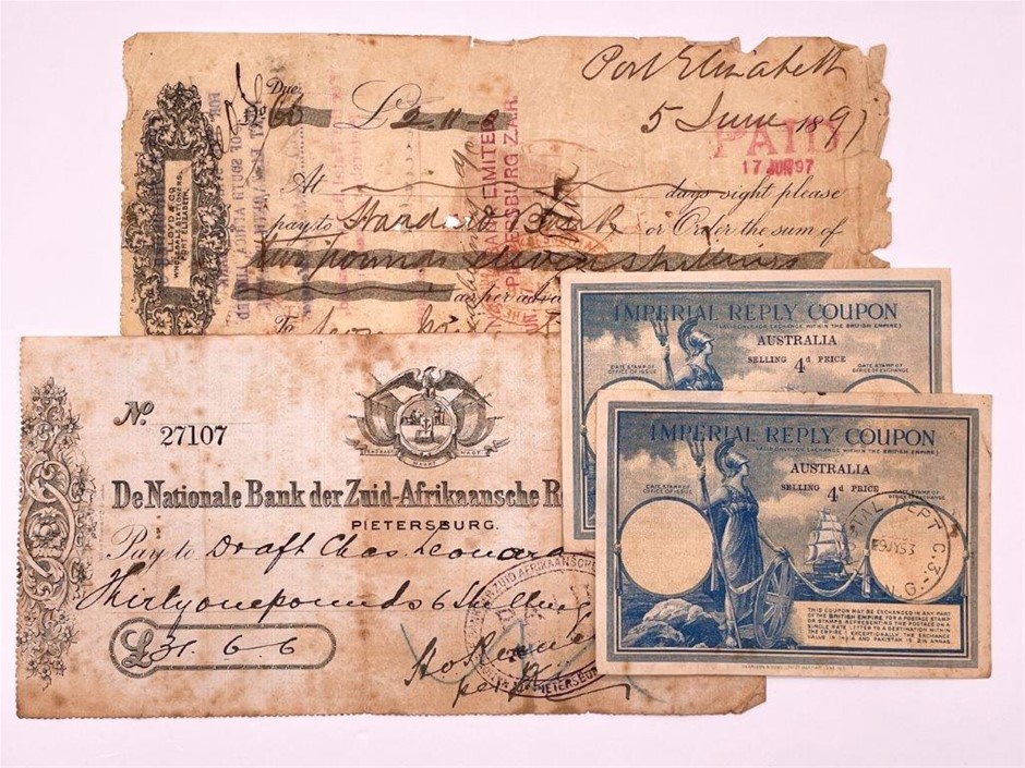 4 x Asstd AU Coupons and South African Promissory notes, C: 1895