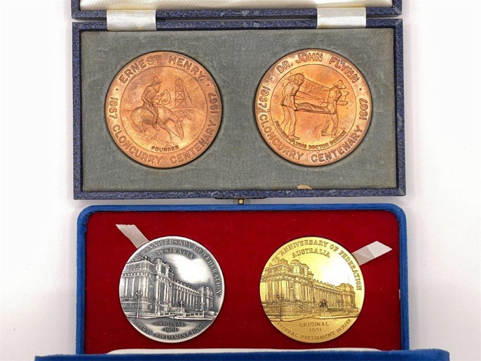 2 x Sets of 2 AU Historical Medals 1967 & 1976, Centenary & 75th Annv.