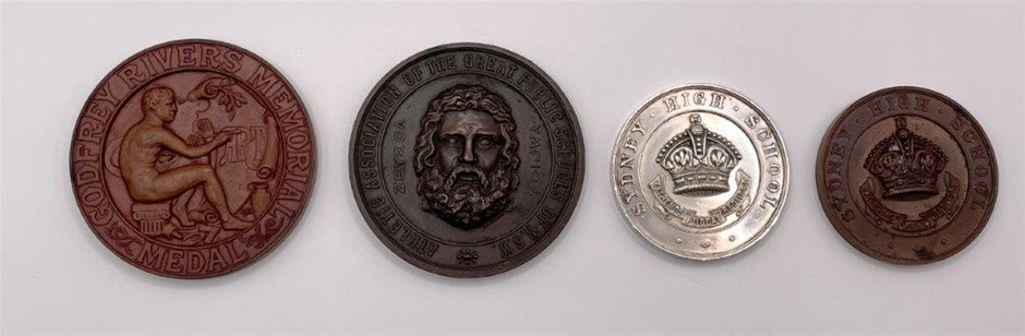 4 x Sydney High School sports and Godfrey Rivers Art Medallions