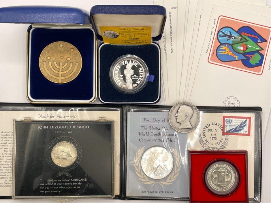 Approx. x14, World Commemorative Medals, Coins & Envelops C:1964-86