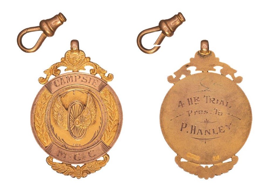 2 x Campsie M.C.C 9ct Gold fob & 15ct gold fob chain hook