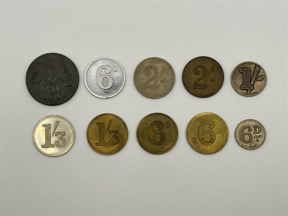 10 x Asstd Australian - Club, Canteen & Other Checks & Tokens