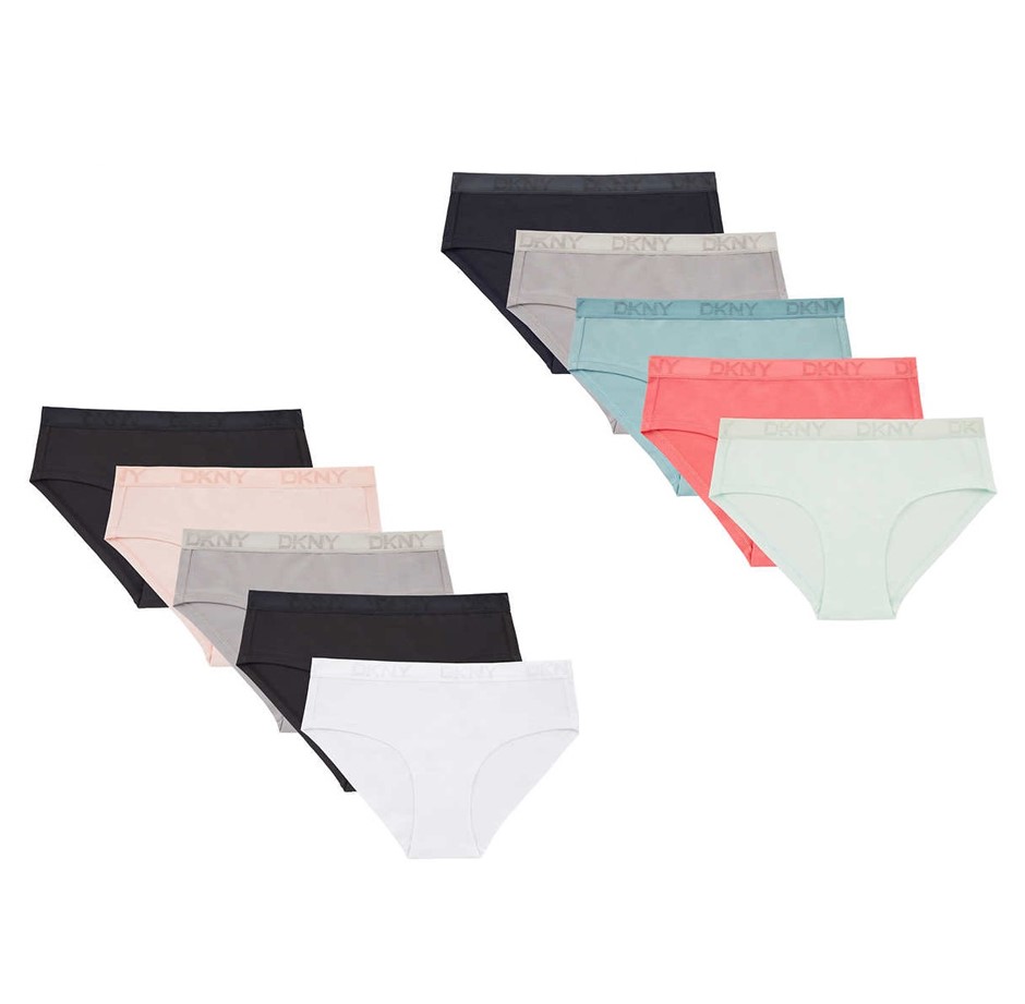 9 x DKNY Women's Hipster Underwear, Size L, 93% Cotton, Assorted Colours. N