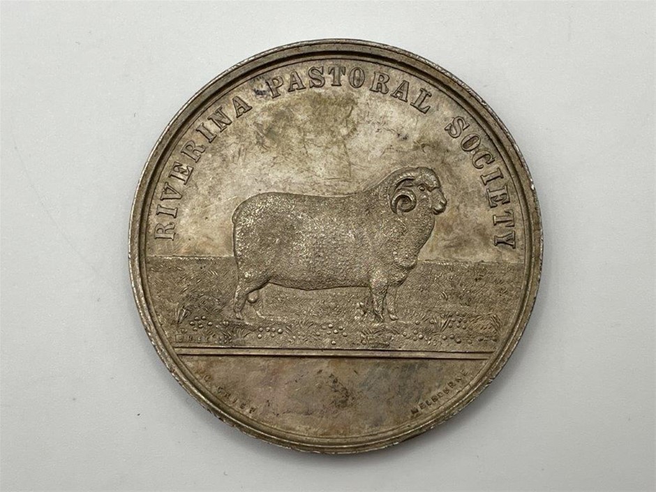 AU 1878 Riverina Pastoral Society Silver Medal