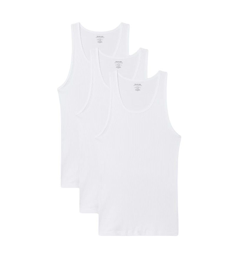 4 x CALVIN KLEIN Men's Tanks, Size M, 100% Cotton, White (100), NP2207S. NB