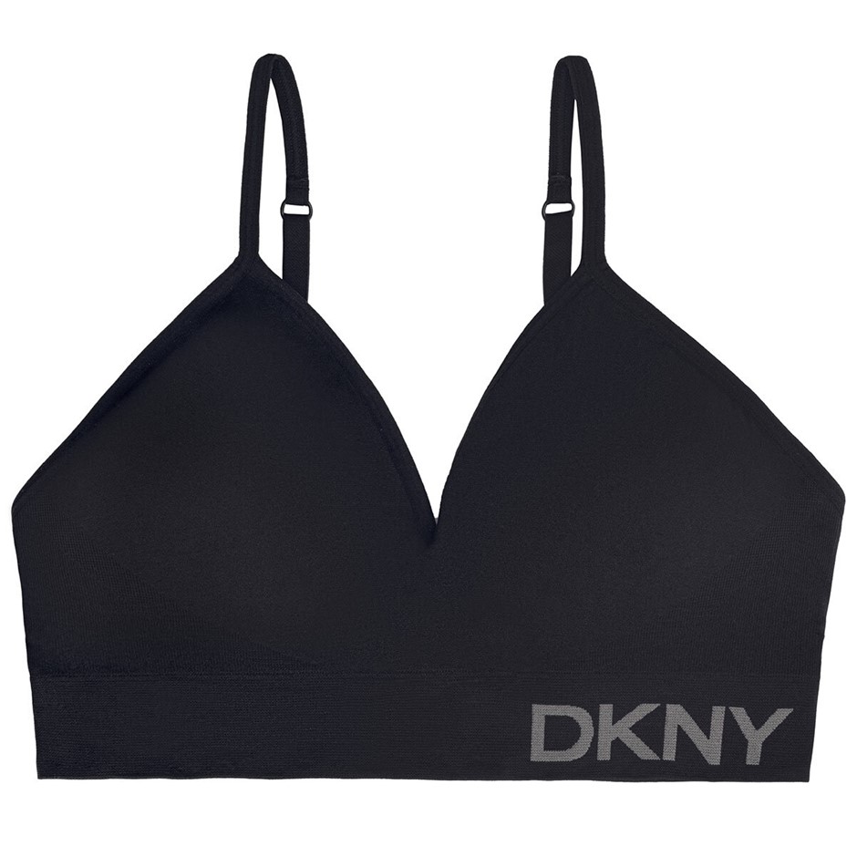 3 x DKNY Women's Seamless Bra, Size M, 91% Nylon, Black, 1440155.