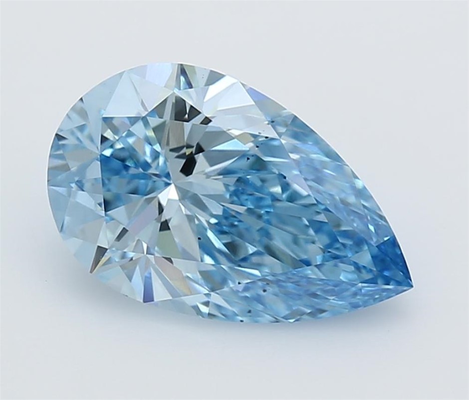 3.04 Carat Pear Shape Diamond Fancy Vivid Blue /VS2