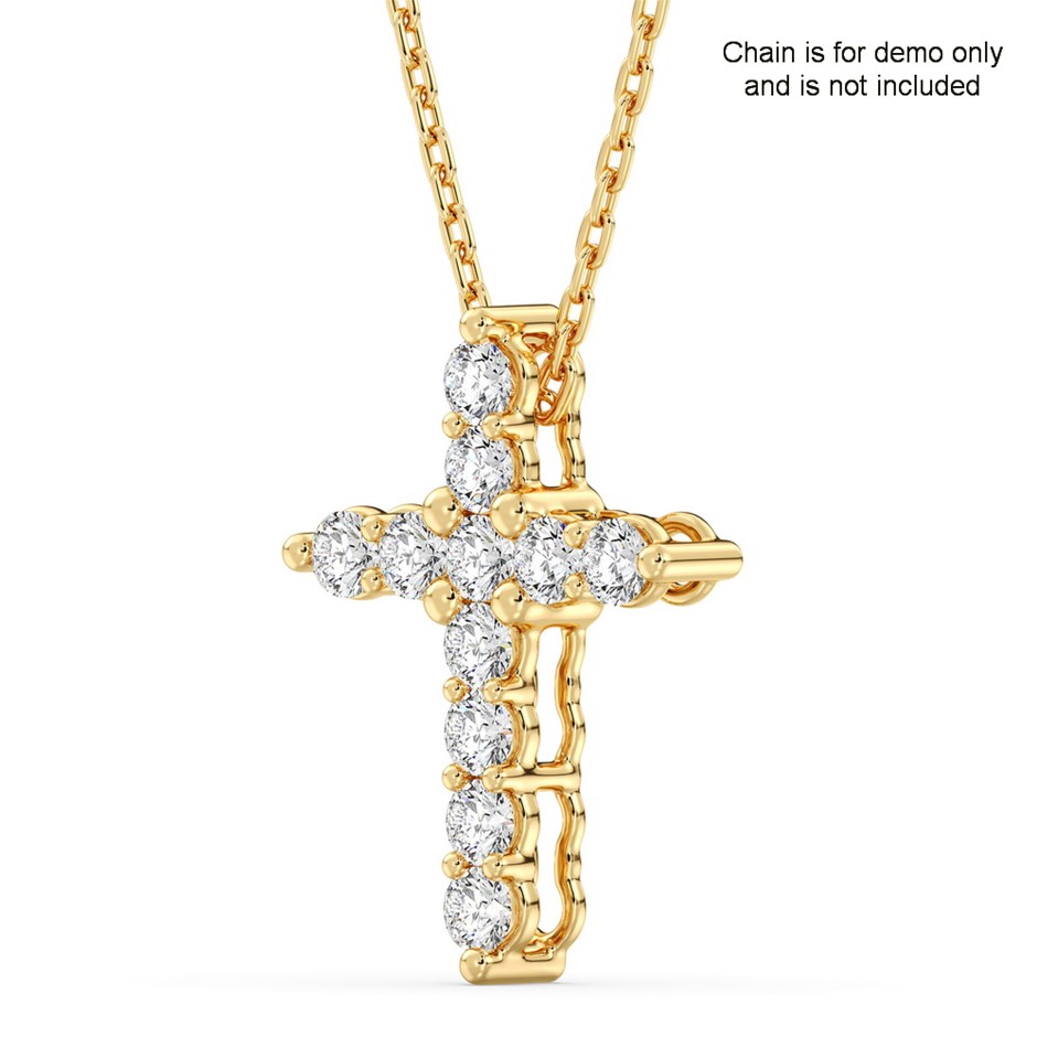 2.05 Carats yellow gold lab grown diamond cross pendant (Stamped 9K )