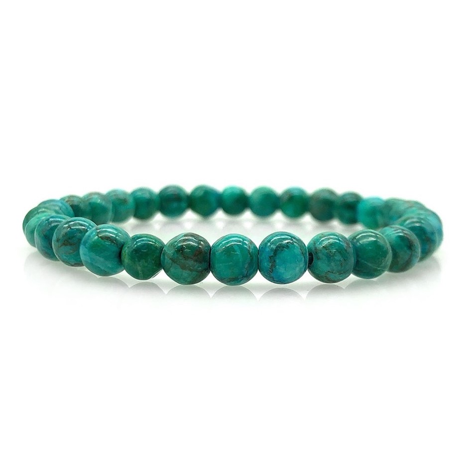 8mm African Jasper Turquoise Beaded Bracelet