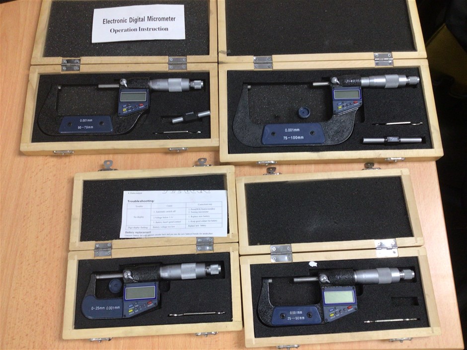 Range of Digital Micrometers x 4 Auction (0018-8021498) | Grays Australia