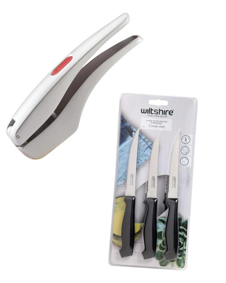 KITCHEN BUNDLE: Zyliss Susi 3 Garlic Press - Built-In Cleaner, No Peel Need