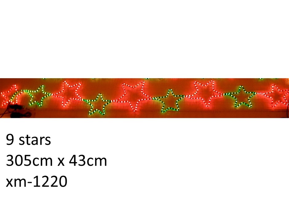 Christmas Light - 9 x Stars extra large hanging 3 metres long - NEW xm-1220