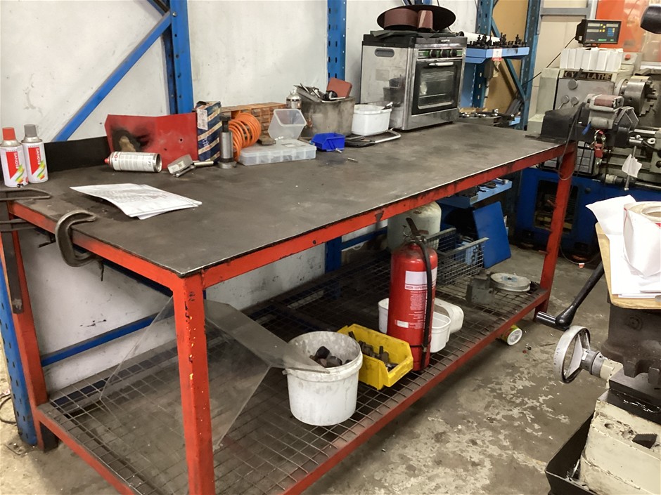 <p>Steel Work Bench with Vice And Contents</p>