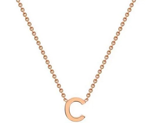 #1A 9K ROSE GOLD INITIAL 'C' NECKLACE 38+5cm