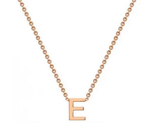 #1A 9K ROSE GOLD INITIAL 'E' NECKLACE 38+5cm