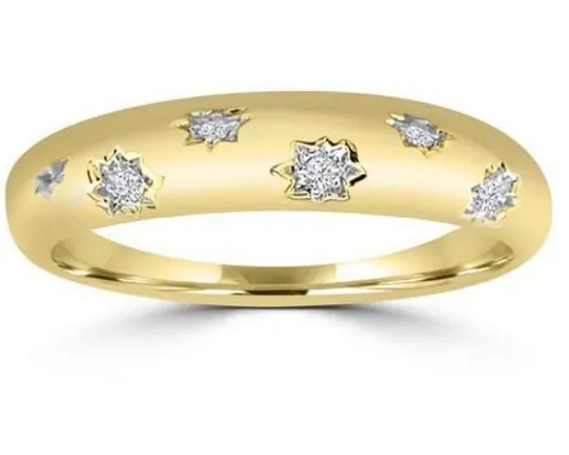9K Yellow Gold 0.05ct HI SI DIAMOND GALAXY RING