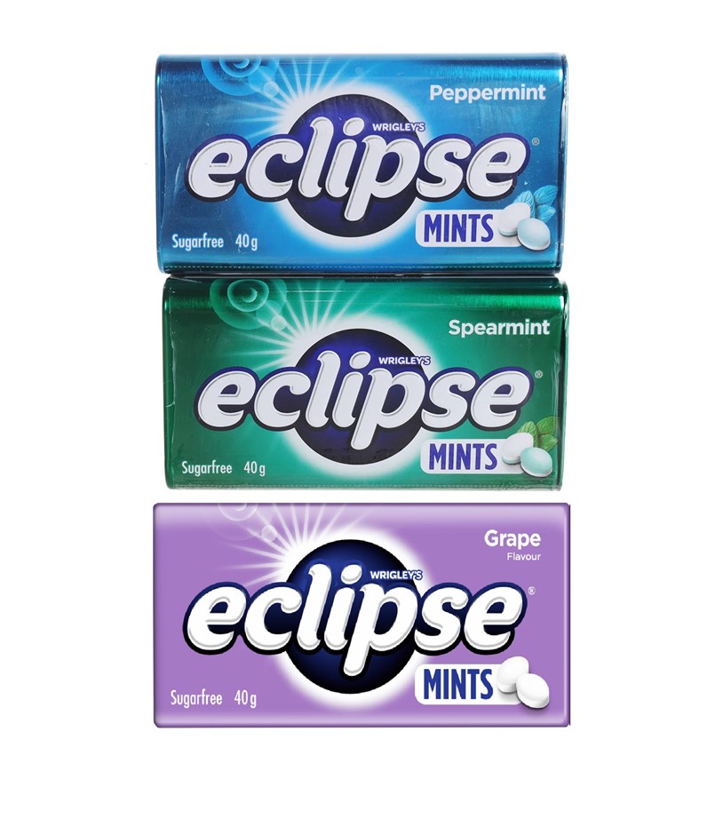 22 x Assorted WRIGGLEY'S Eclipse Mints, 40g, Incl: 12x Peppermint, 2x Spear
