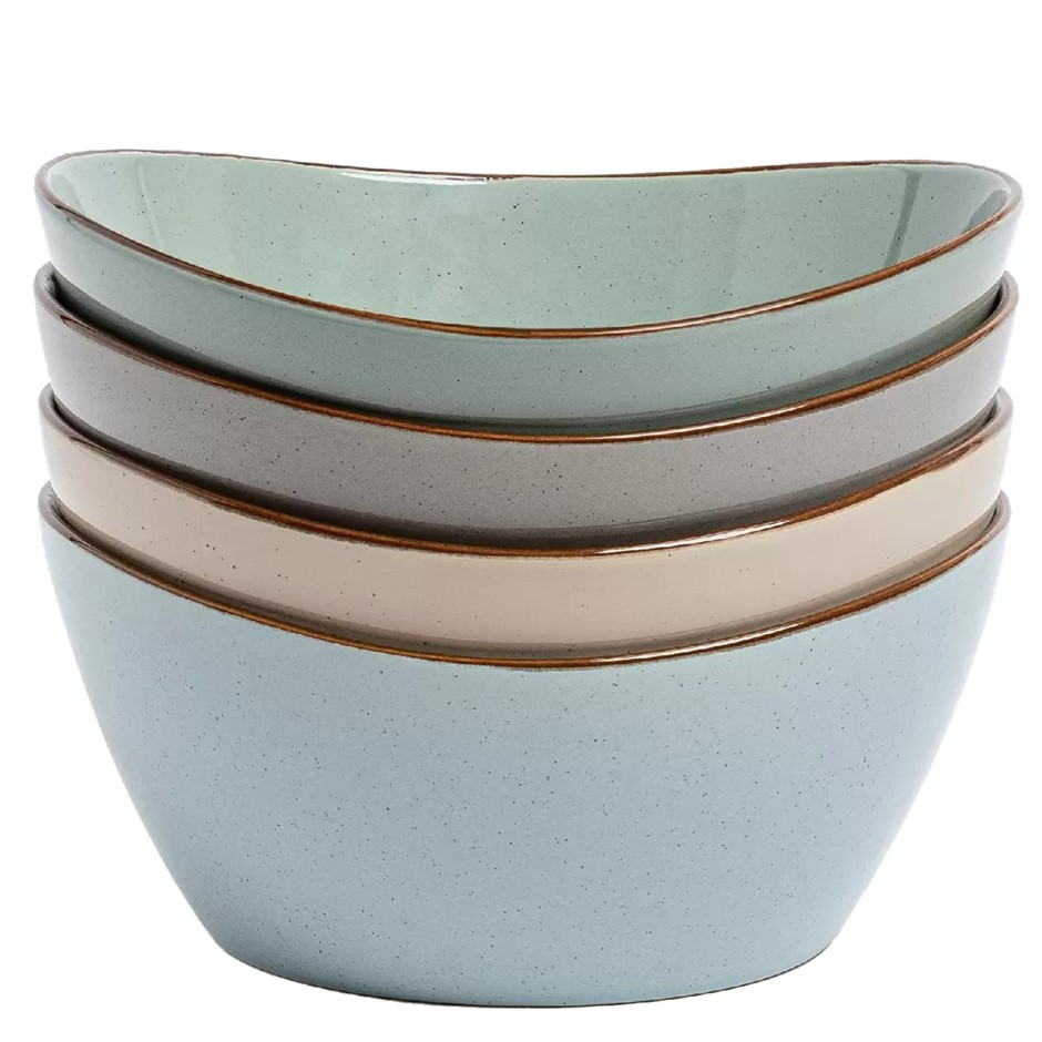 OVER AND BACK 4pc Serving Bowls. N.B: 1x bowl is chipped.