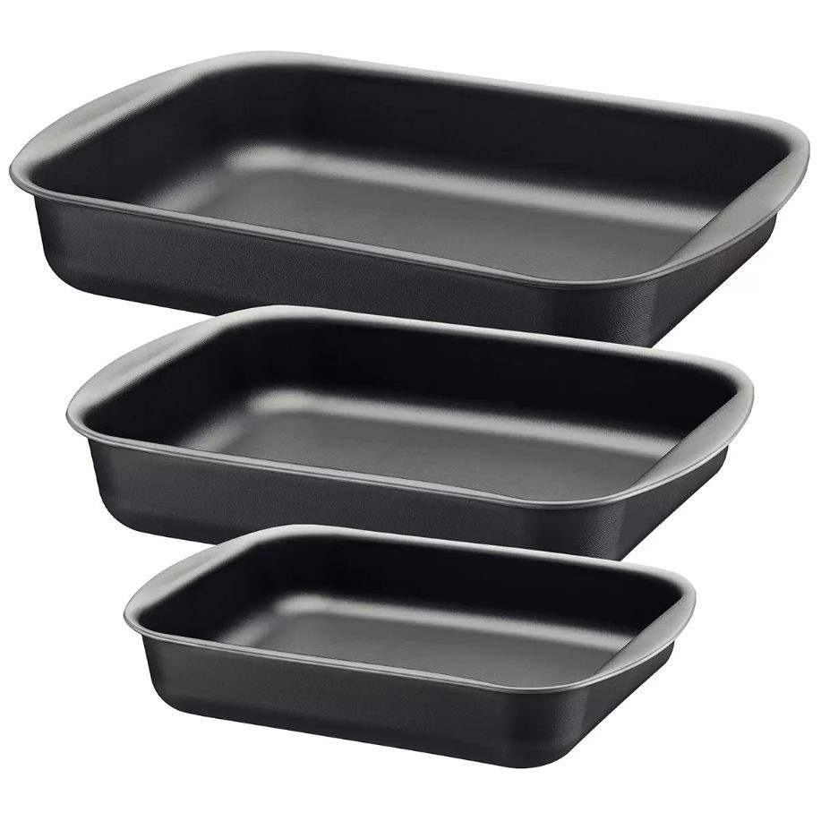 TRAMONTINA 3pc Non-Stick Roasting Pan Tray Set. N.B: Damaged packaging.