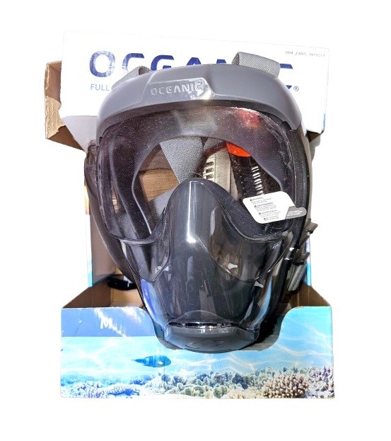OCEANIC Full Face Snorkel Mask, Flow Tech Maximum Air Intake, Size L, Black