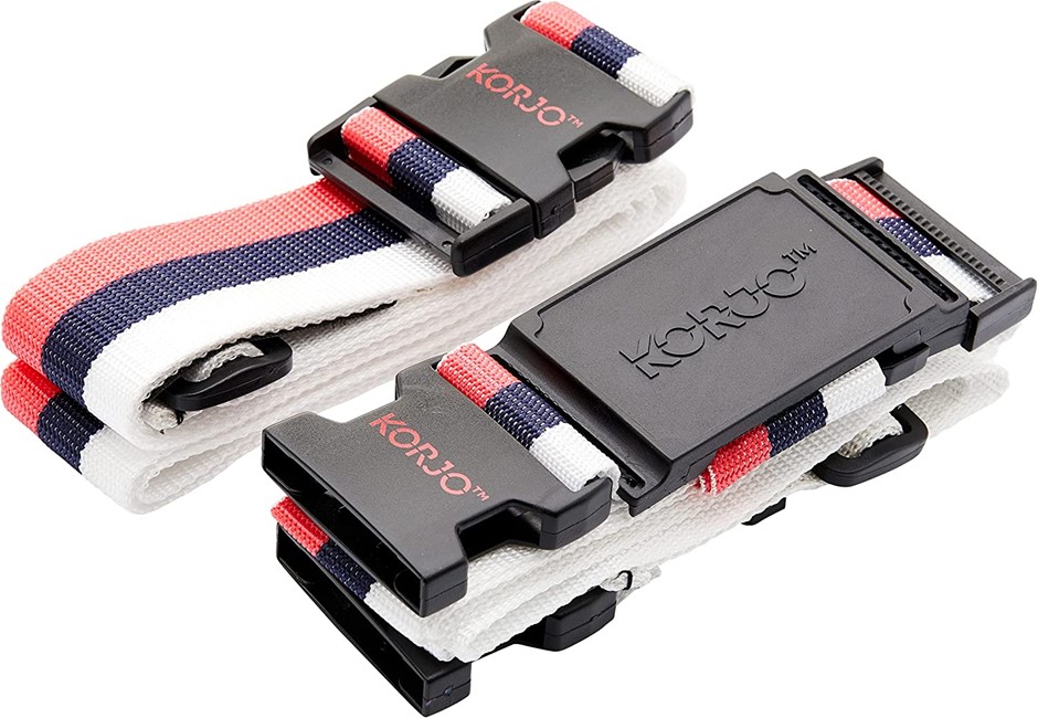 KORJO Crossed Luggage Straps, Includes 2 Travel Luggage Straps and Korjo Cr