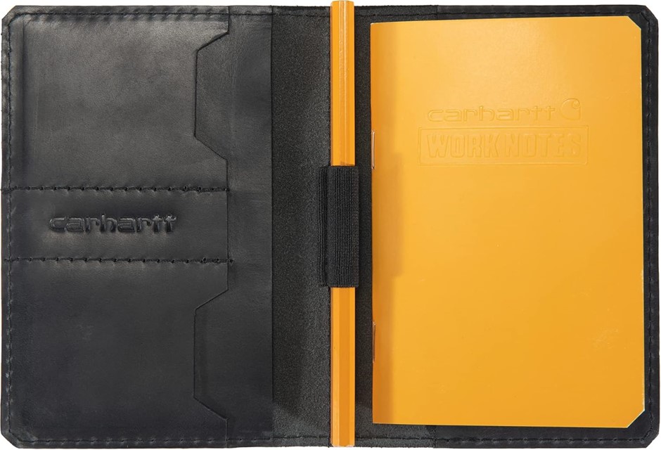 CARHARTT Men's Durable Leather Notebook Cover with Document Sleeve and Card